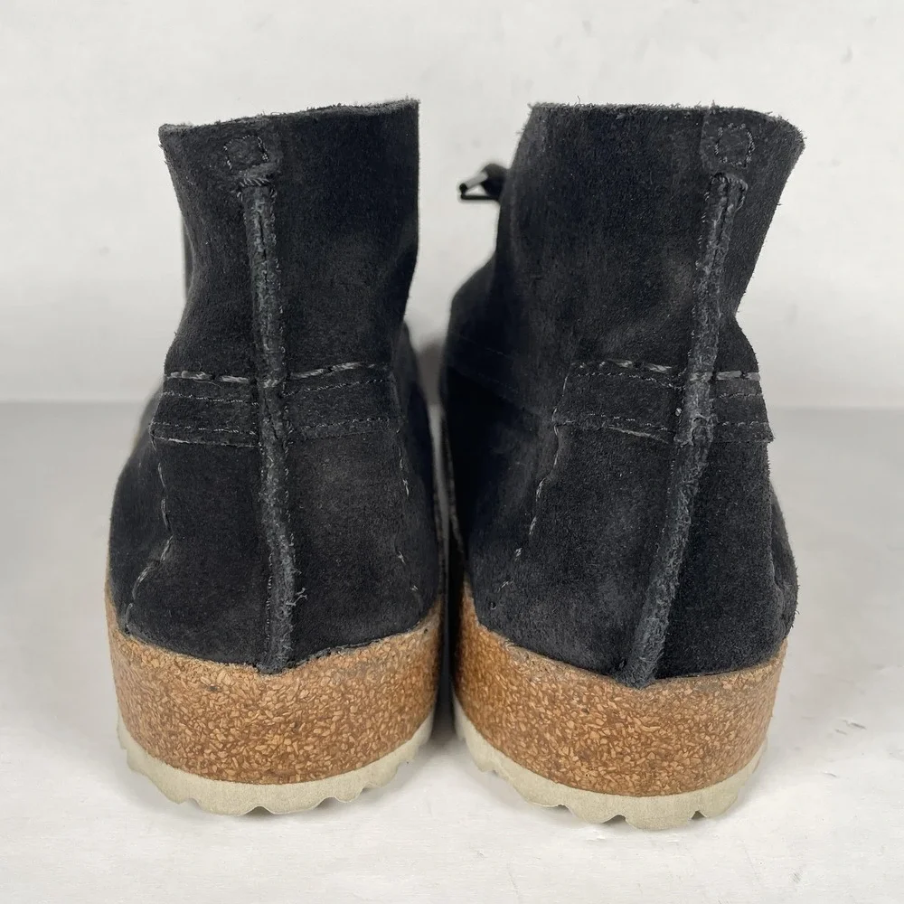 Birkenstock Maidan Chukka Boots Mens Size 12 Black Suede Moc Toe Cork Shoes